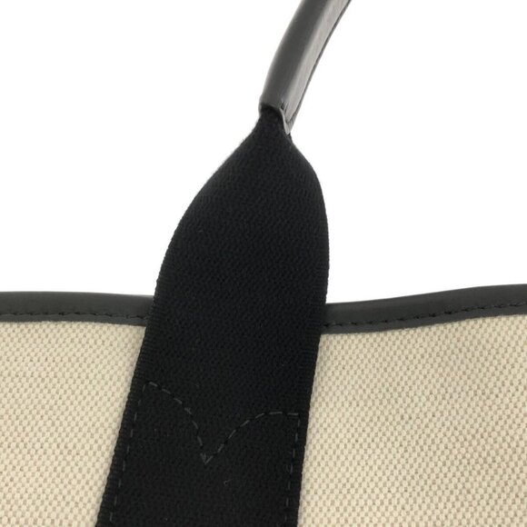 Auth BALENCIAGA Navy Cabas S 339933 Cream Black Canvas Leather Tote Bag - Picture 9 of 15